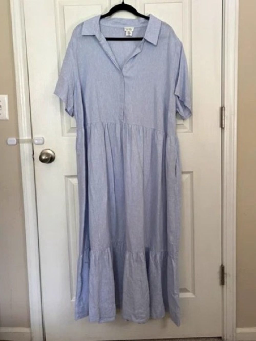 Light Blue Collared Tiered Mini Dress